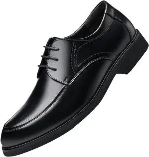 Men's Business Formal Leather Shoes Pointed Toe Lace-up Oxford Work Shoes Slip Resistant Rubber Wear-Resistant Comfortable Casual Shoes for Men