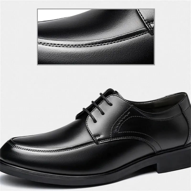 Men's Business Formal Leather Shoes Pointed Toe Lace-up Oxford Work Shoes Slip Resistant Rubber Wear-Resistant Comfortable Casual Shoes for Men