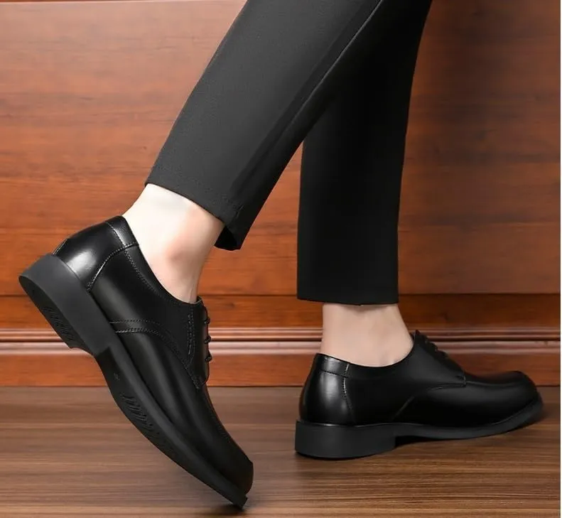 Men's Business Formal Leather Shoes Pointed Toe Lace-up Oxford Work Shoes Slip Resistant Rubber Wear-Resistant Comfortable Casual Shoes for Men