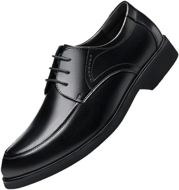 Men's Business Formal Leather Shoes Pointed Toe Lace-up Oxford Work Shoes Slip Resistant Rubber Wear-Resistant Comfortable Casual Shoes for Men
