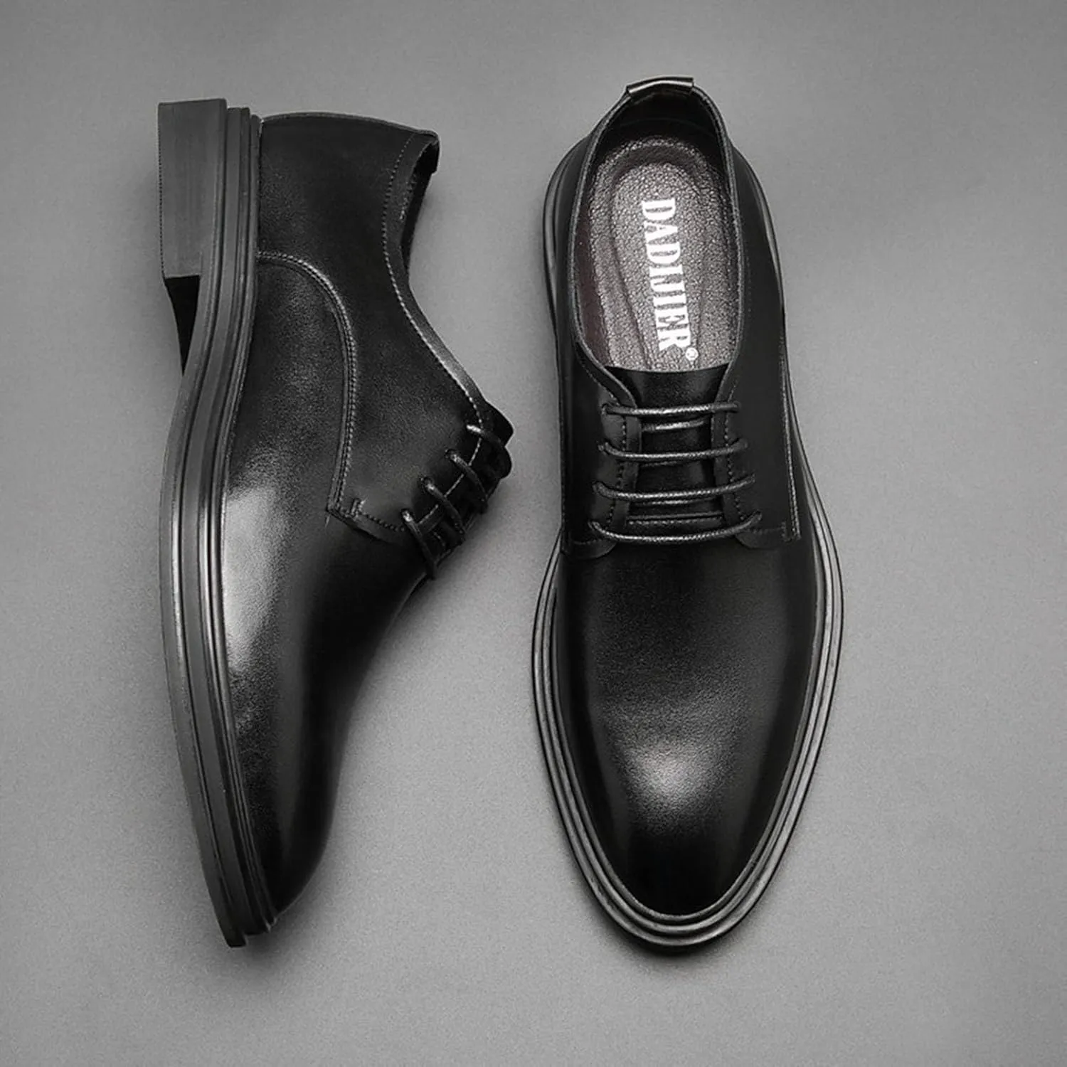 Men's Business Leather British Style Formal Oxford Leather Shoes Classic Lace-Up Casual Soft Sole Non-Slip Formal Leather Shoes