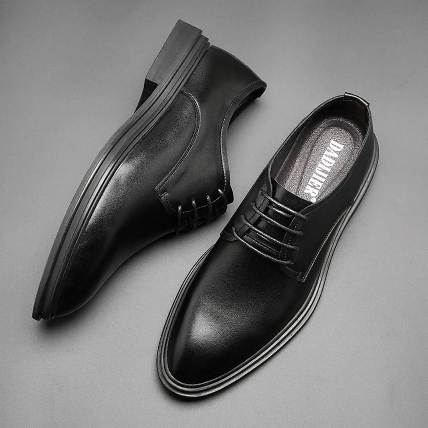 Men's Business Leather British Style Formal Oxford Leather Shoes Classic Lace-Up Casual Soft Sole Non-Slip Formal Leather Shoes