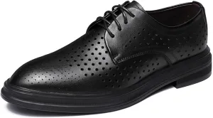 Men's Business Leather British Style Formal Oxford Leather Shoes Classic Lace-Up Casual Soft Sole Non-Slip Formal Leather Shoes