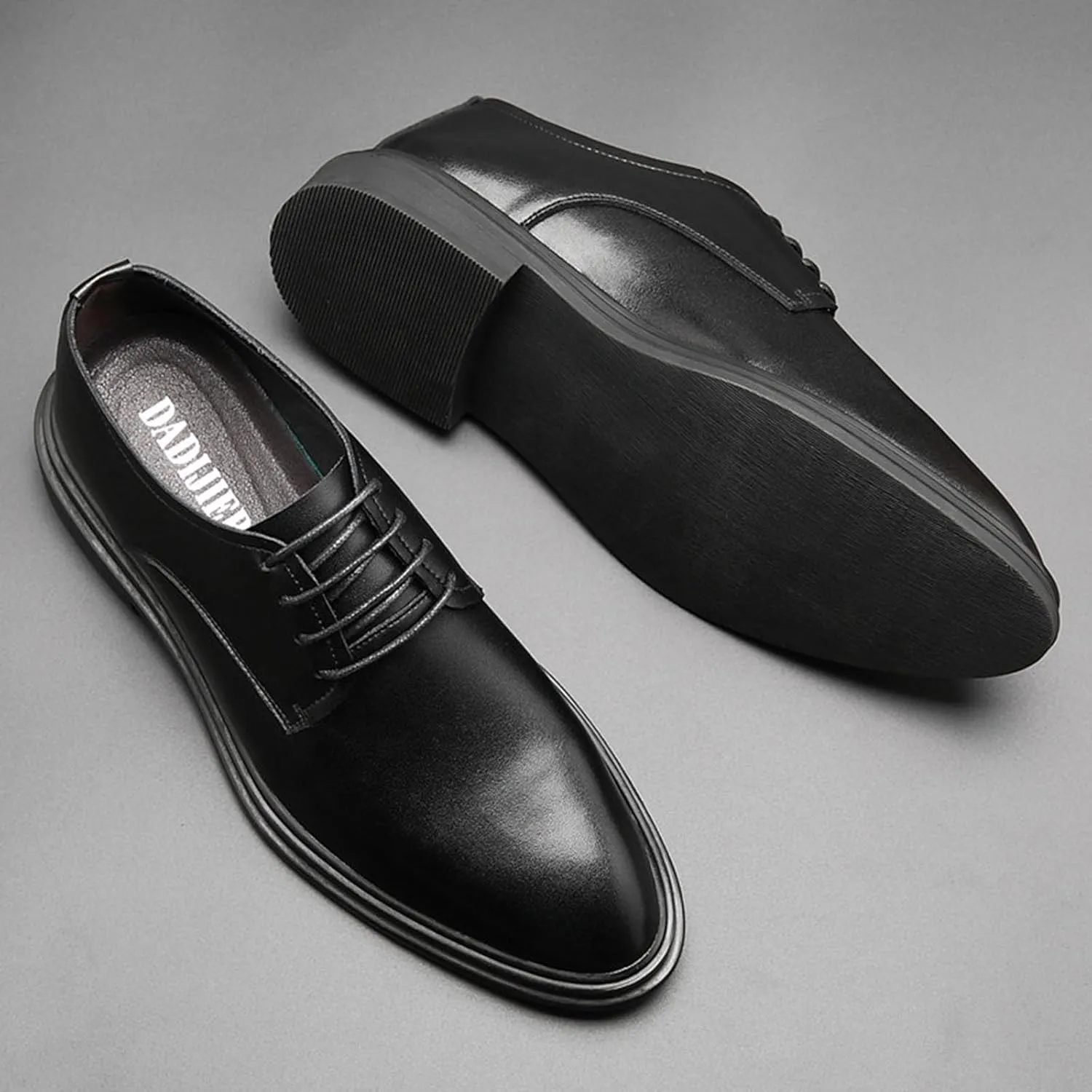 Men's Business Leather British Style Formal Oxford Leather Shoes Classic Lace-Up Casual Soft Sole Non-Slip Formal Leather Shoes