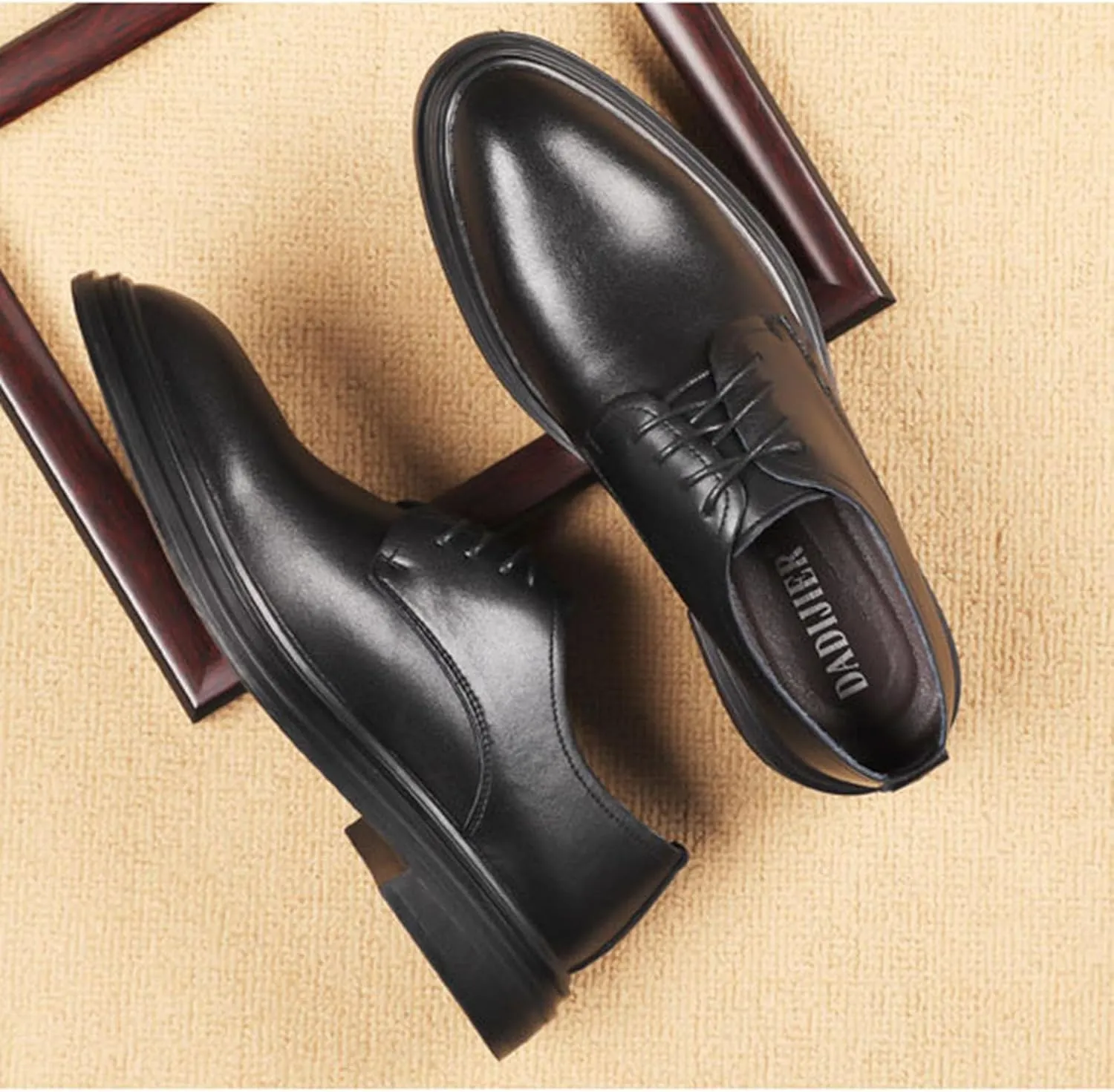 Men's Business Leather British Style Formal Oxford Leather Shoes Classic Lace-Up Casual Soft Sole Non-Slip Formal Leather Shoes