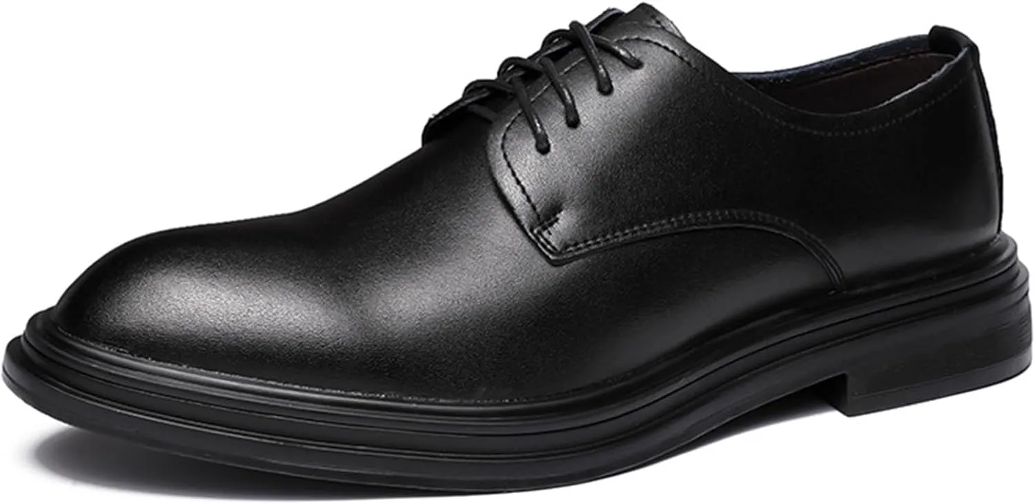 Men's Business Leather British Style Formal Oxford Leather Shoes Classic Lace-Up Casual Soft Sole Non-Slip Formal Leather Shoes