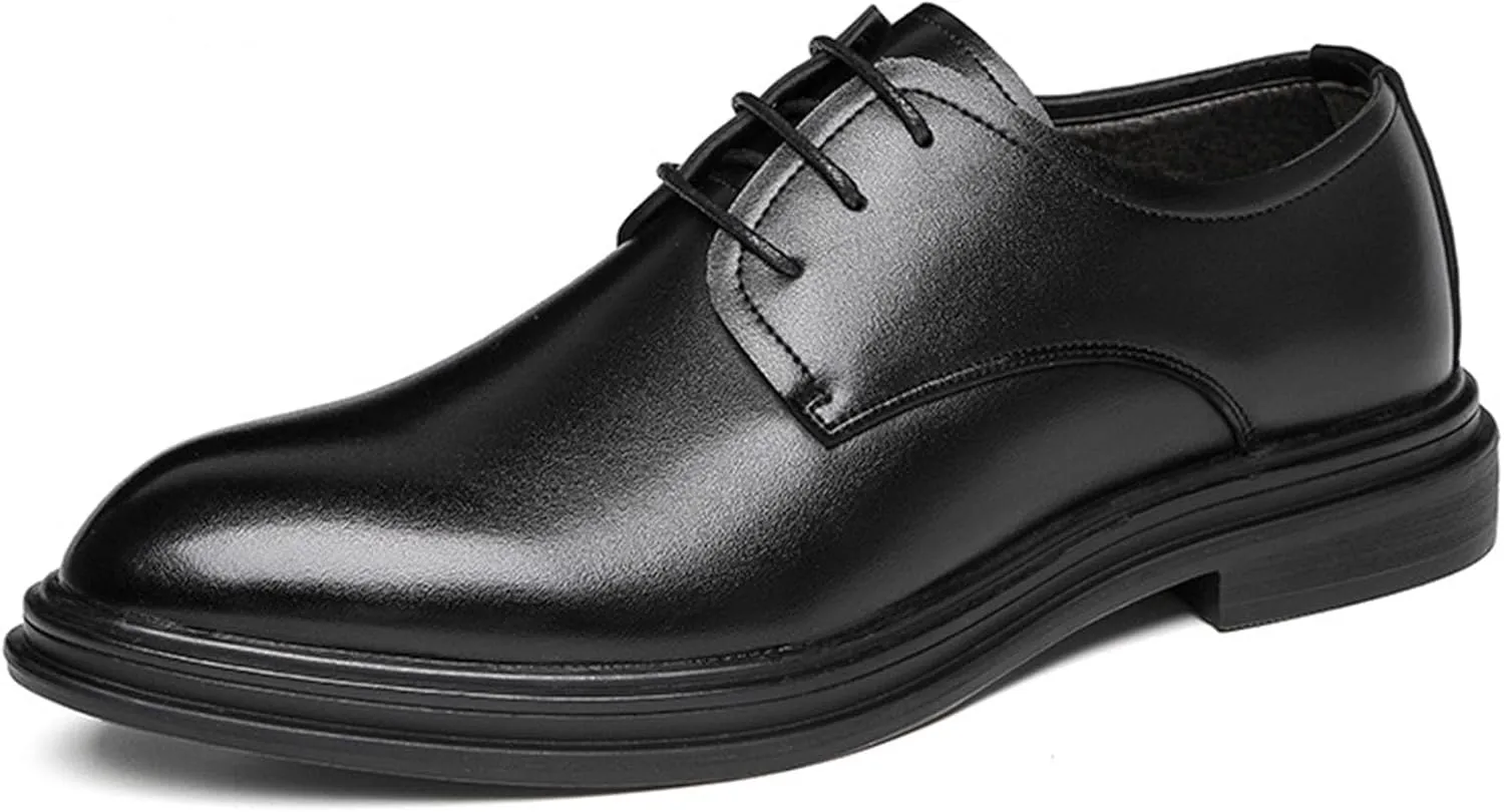 Men's Business Leather British Style Formal Oxford Leather Shoes Classic Lace-Up Casual Soft Sole Non-Slip Formal Leather Shoes
