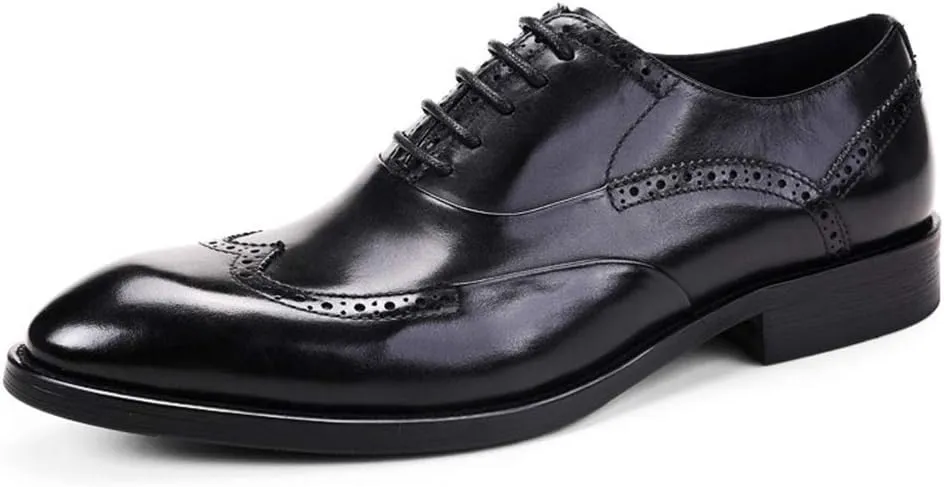 Men's Business Leather Shoes Lace Up Dress Shoes Casual Wedding Formal Leather Shoes Handmade Cowhide,Black- 39/UK 6.5/US 7