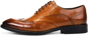 Men's Business Leather Shoes， Lace Up Dress Shoes Casual Wedding Formal Leather Shoes Handmade Cowhide,Brown- 41/UK 7.5/US 8