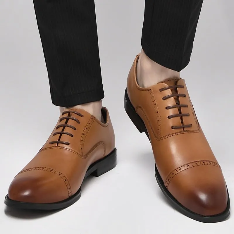 Men's Business Work Lace-Up Leather Shoes Classic Tuxedo Dress Shoes Daily Low Top Non-Slip Oxfords