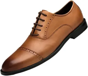 Men's Business Work Lace-Up Leather Shoes Classic Tuxedo Dress Shoes Daily Low Top Non-Slip Oxfords