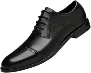 Men's Business Work Lace-Up Leather Shoes Classic Tuxedo Dress Shoes Daily Low Top Non-Slip Oxfords