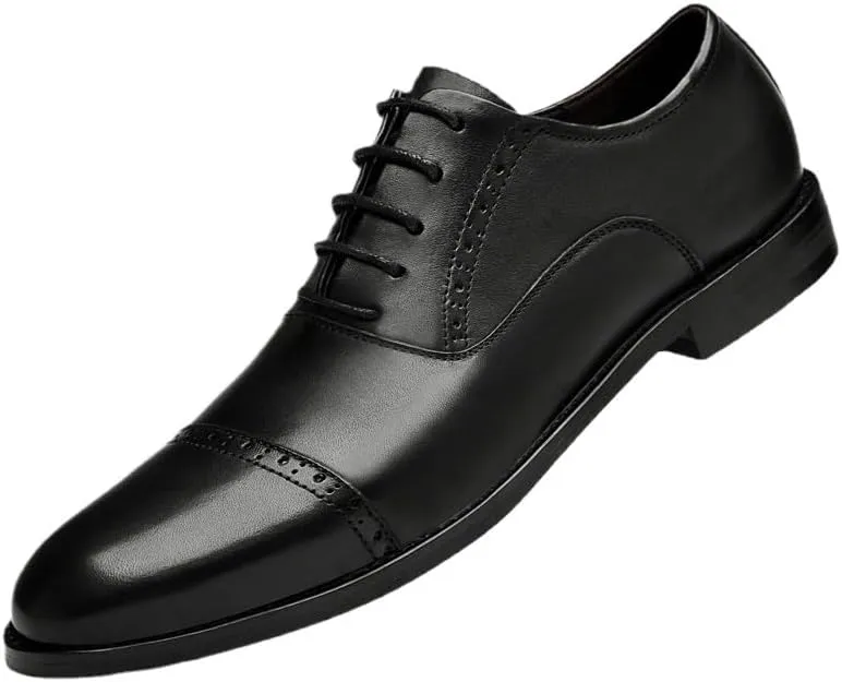 Men's Business Work Lace-Up Leather Shoes Classic Tuxedo Dress Shoes Daily Low Top Non-Slip Oxfords