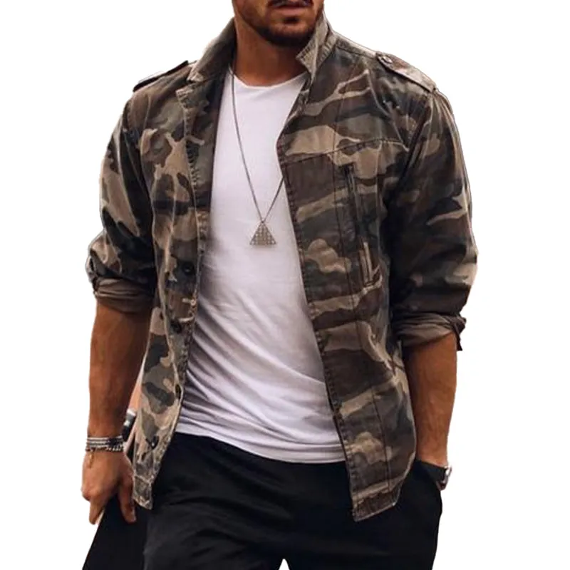 Men's Camouflage Outdoor Lapel Jacket 35964987X