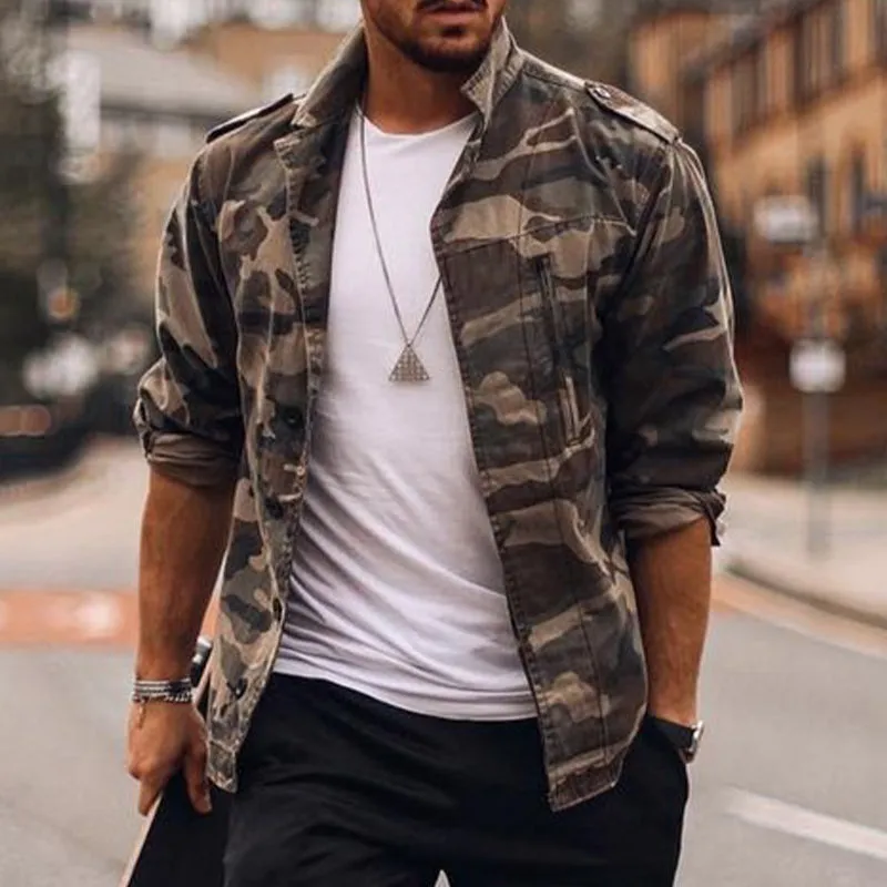 Men's Camouflage Outdoor Lapel Jacket 35964987X