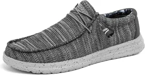 Men's Canvas Loafer Lightweight Softsole Flat Deck Shoes Vintage Casual Loafer Boat Shoes
