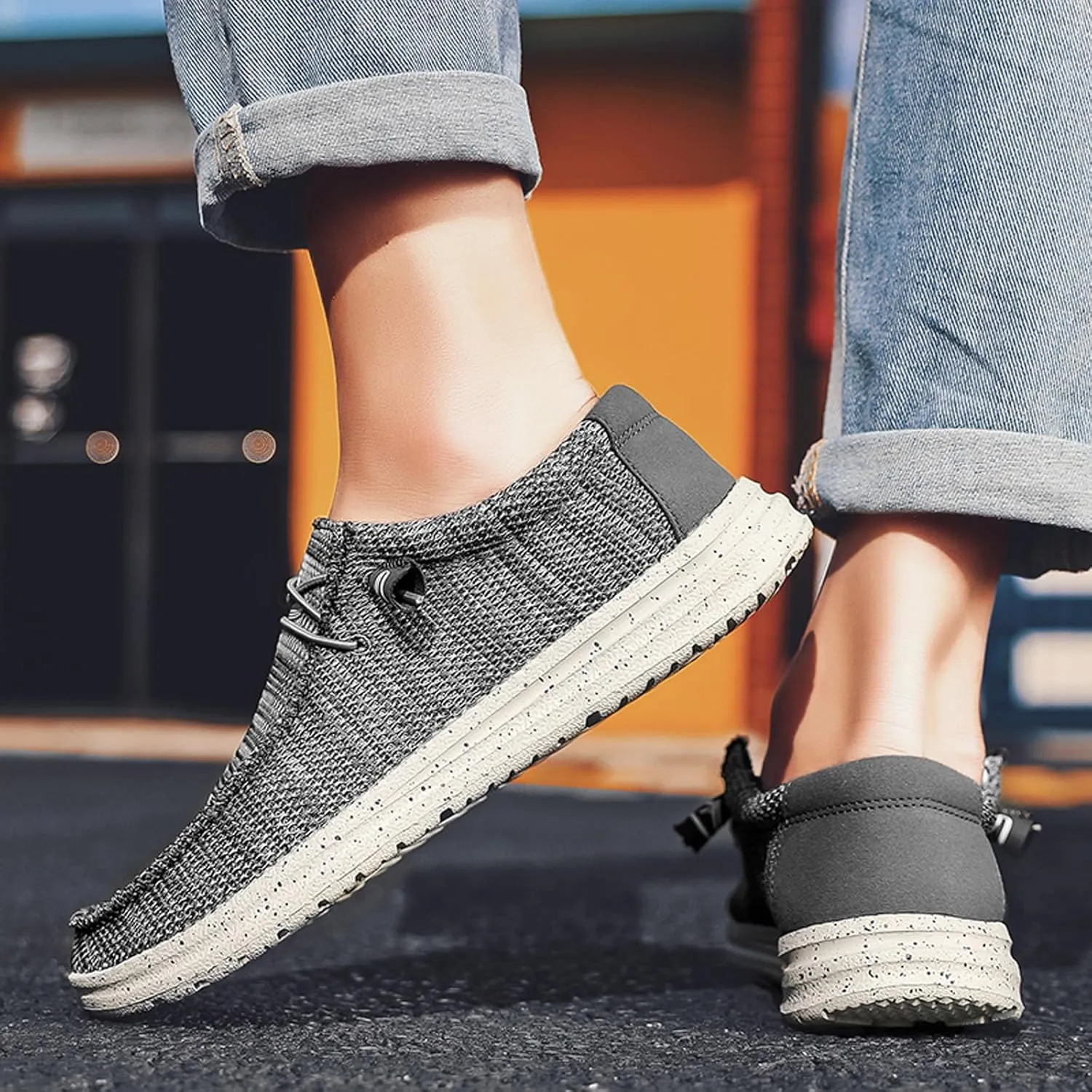 Men's Canvas Loafer Lightweight Softsole Flat Deck Shoes Vintage Casual Loafer Boat Shoes