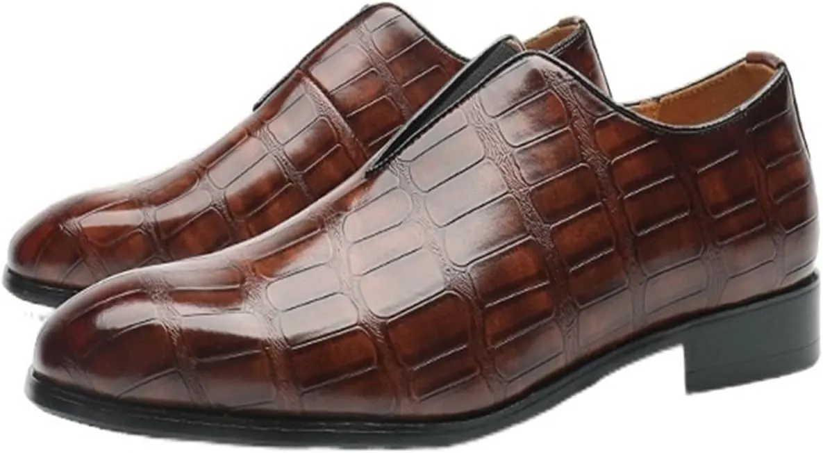 Men's Casual Business Formal Leather Shoes Elastic Band Slip-On Oxford Dress Shoes Wedding Gentleman Banquet Office Men's Fashionable Dress Shoes