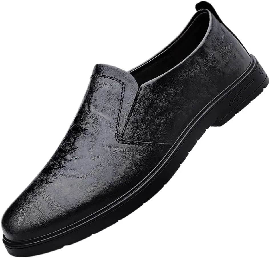 Men's Casual Leather Shoes Slip On Pointed Toe Derbys Classic Formal Business Shoes Classic Wingtip Brogues Loafers Shoes for Men