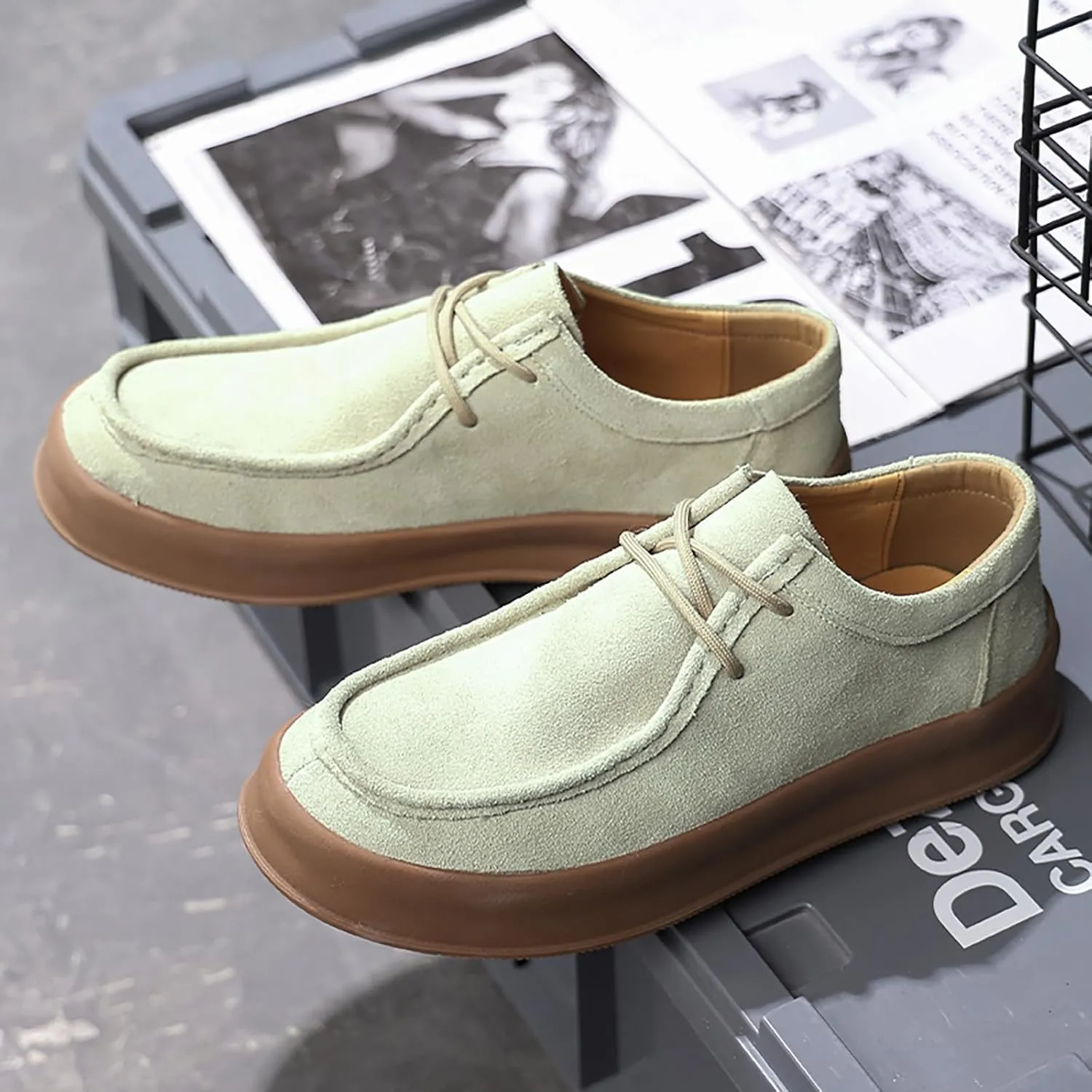 Mens Casual Shoes for Men - Men Loafers Suede Leather Comfortable Boat Shoes with Arch Support