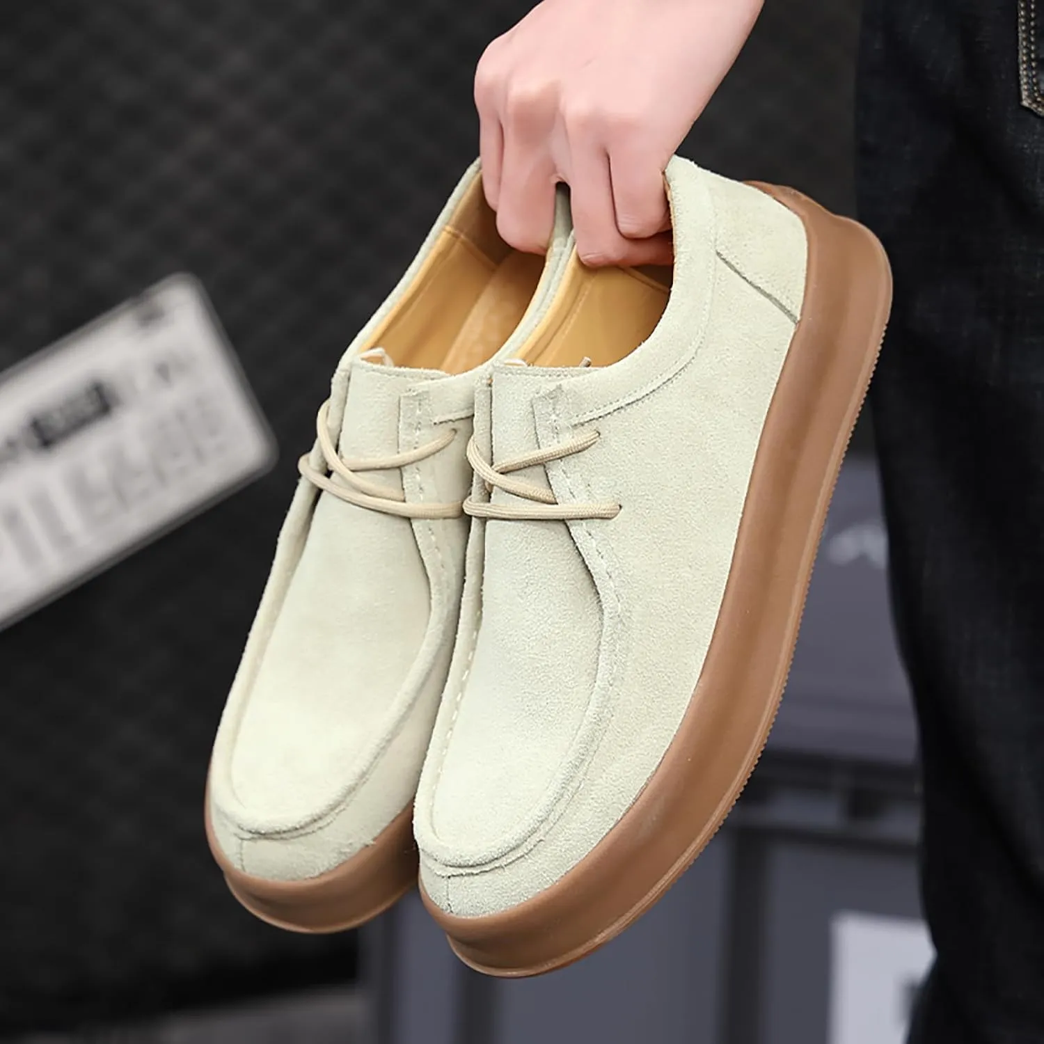 Mens Casual Shoes for Men - Men Loafers Suede Leather Comfortable Boat Shoes with Arch Support