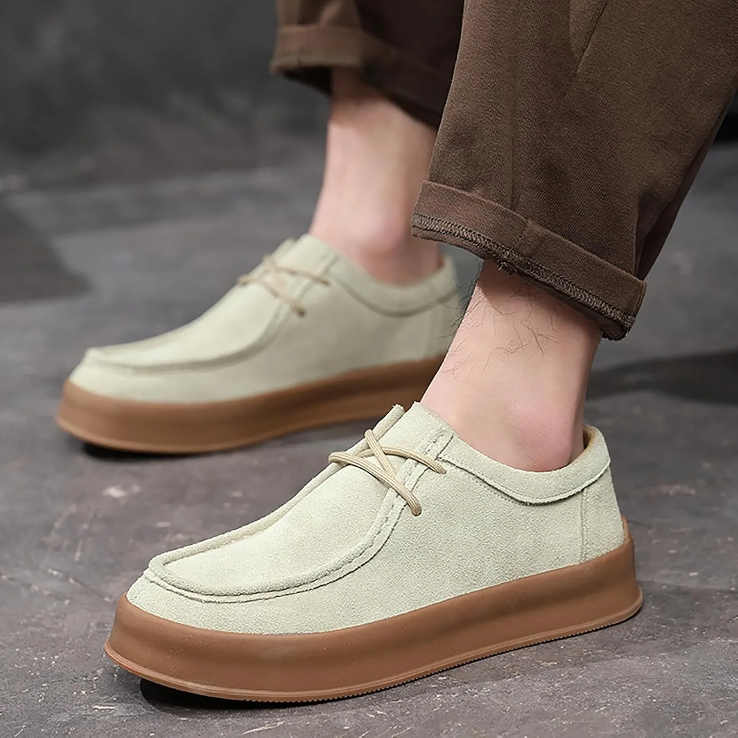 Mens Casual Shoes for Men - Men Loafers Suede Leather Comfortable Boat Shoes with Arch Support