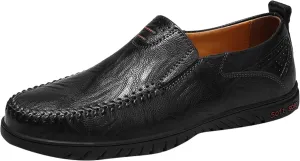 Men's Casual Shoes, Slip on Driving Shoes, Leather Men's Loafers, Flat Bottomed Lightweight Boat Shoes