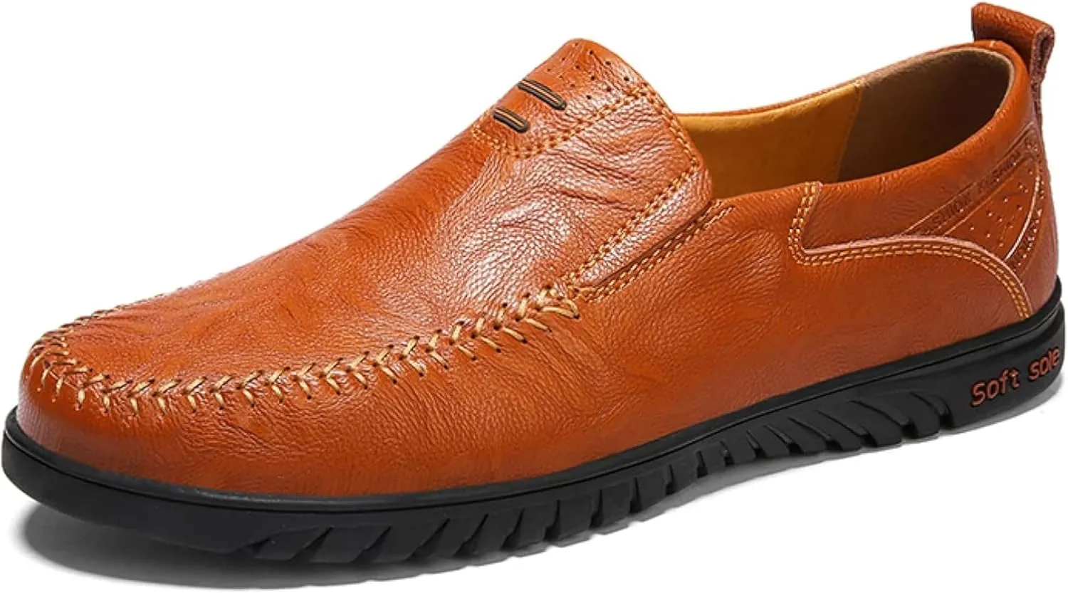 Men's Casual Shoes, Slip on Driving Shoes, Leather Men's Loafers, Flat Bottomed Lightweight Boat Shoes