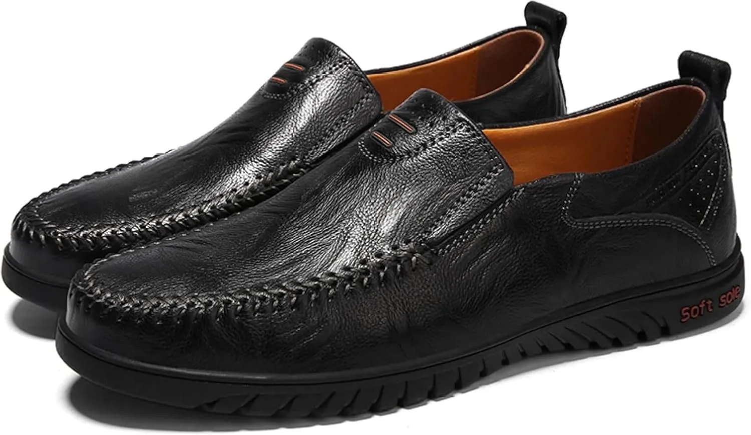 Men's Casual Shoes, Slip on Driving Shoes, Leather Men's Loafers, Flat Bottomed Lightweight Boat Shoes