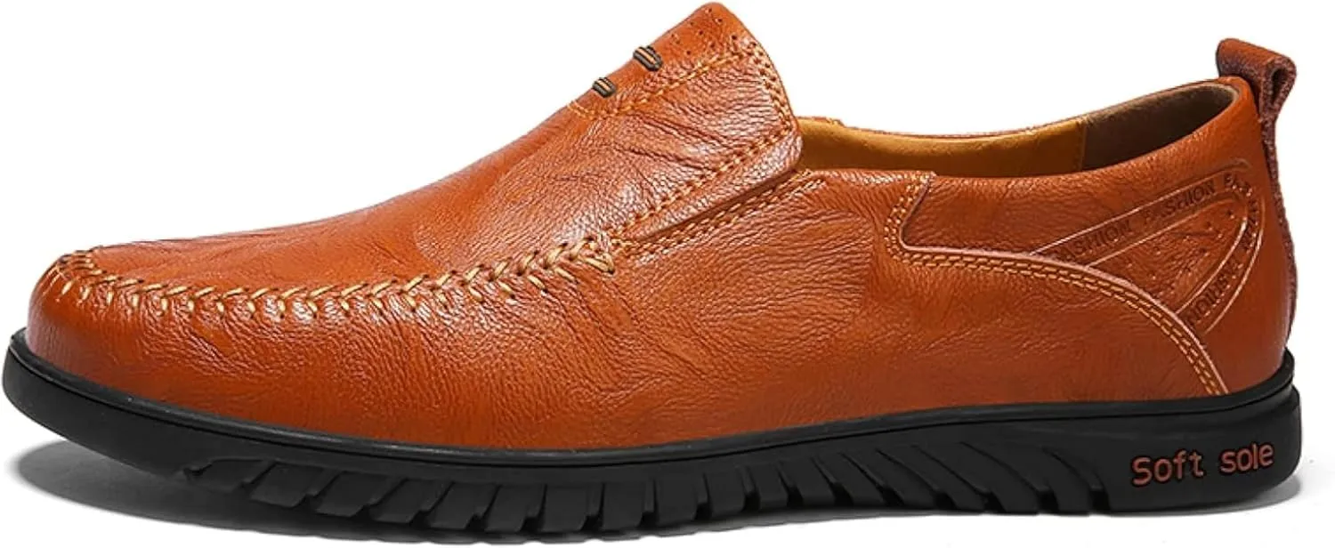 Men's Casual Shoes, Slip on Driving Shoes, Leather Men's Loafers, Flat Bottomed Lightweight Boat Shoes