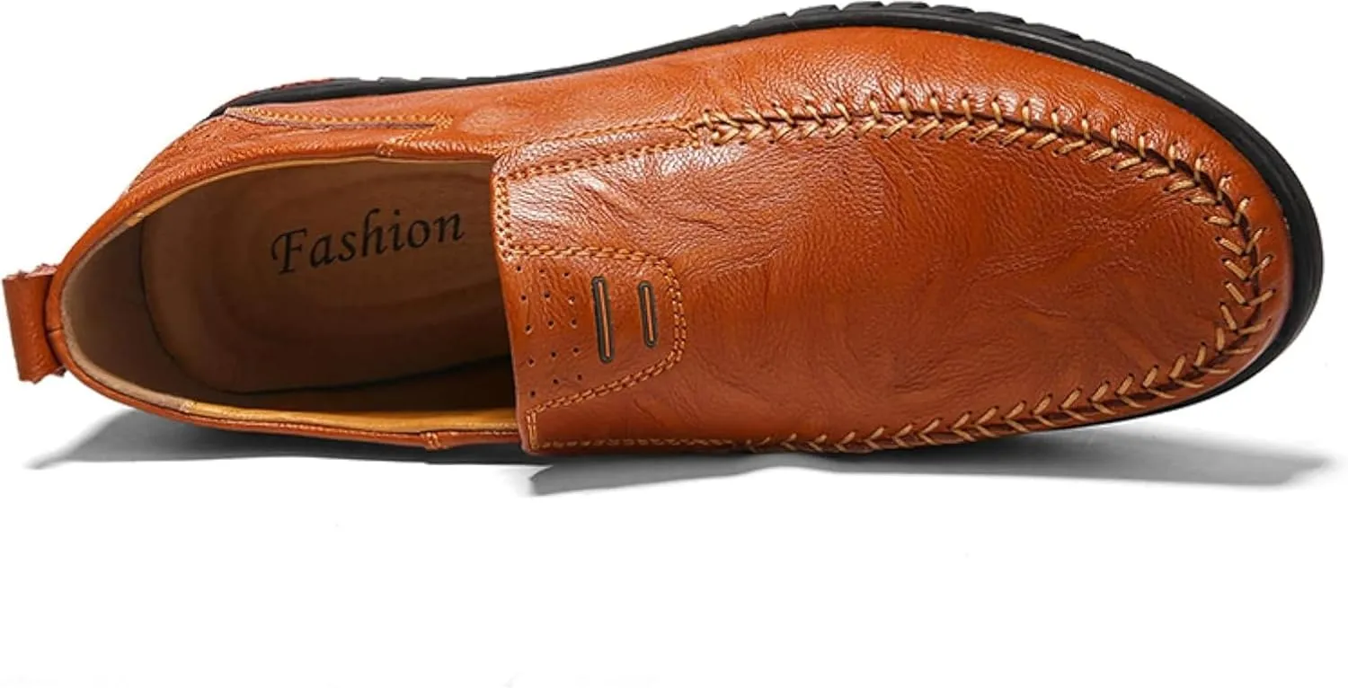 Men's Casual Shoes, Slip on Driving Shoes, Leather Men's Loafers, Flat Bottomed Lightweight Boat Shoes