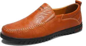 Men's Casual Shoes, Slip on Driving Shoes, Leather Men's Loafers, Flat Bottomed Lightweight Boat Shoes