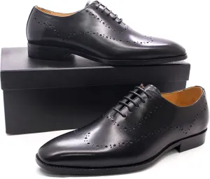Men's Casual Wingtip Derbys Classic Lace-up Brogues Shoes Formal Oxford Shoes Business Wedding Party,Black-42