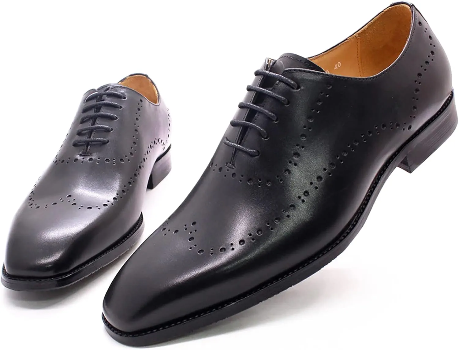 Men's Casual Wingtip Derbys Classic Lace-up Brogues Shoes Formal Oxford Shoes Business Wedding Party,Black-42