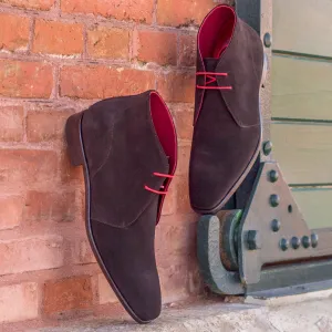 Men's Chukka Leather Boots Wide Plus Size Dark Brown 2012