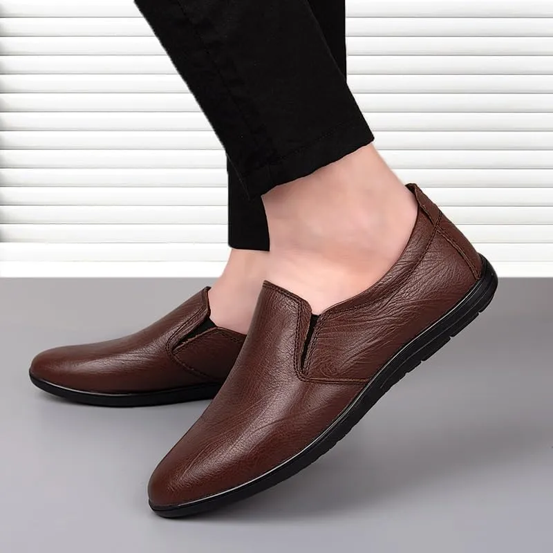 Men's Classic Fashion Slip On Pointed Toe Derbys Shoes Mens Comfort Casual Formal Business Oxford Shoes Low Top Leather Dress Shoes