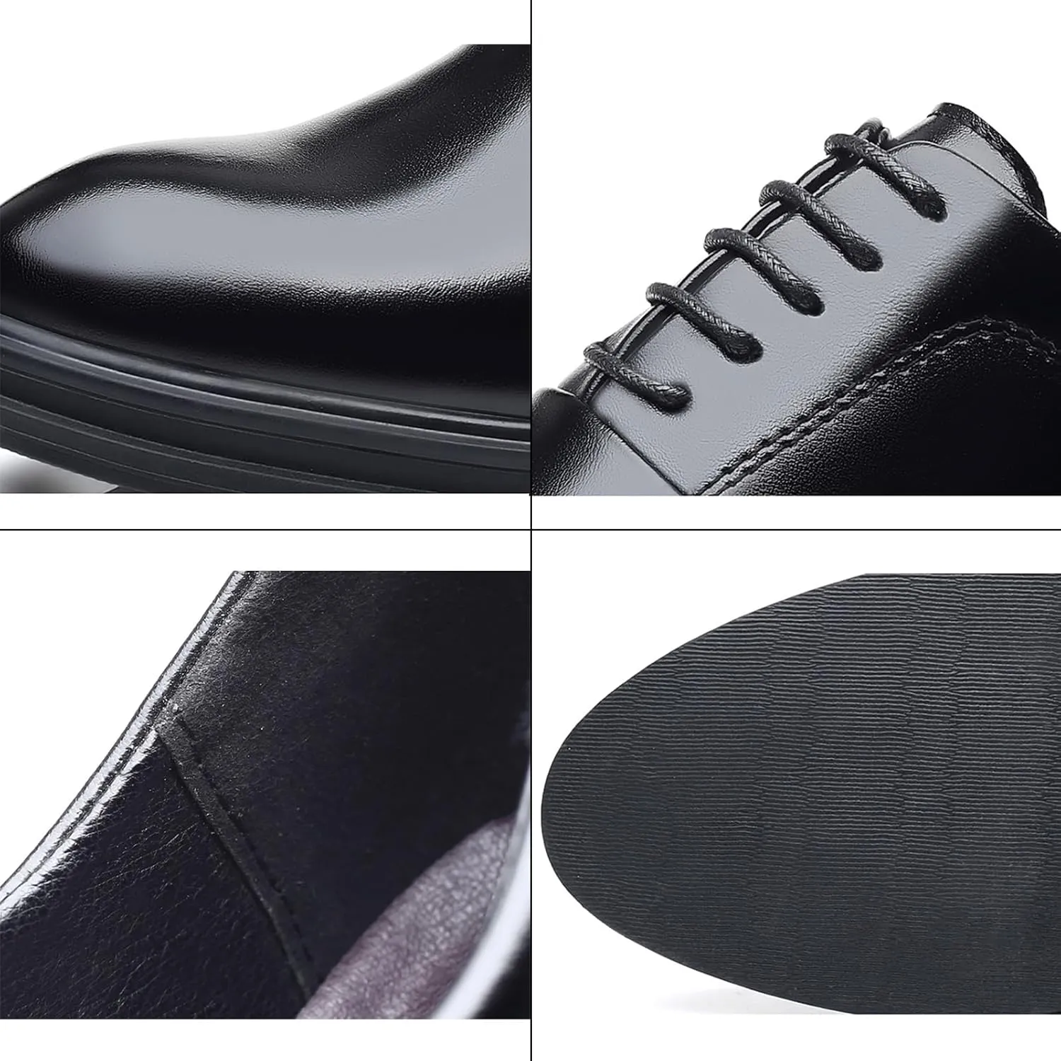 Men's Classic Lace Up Dress Oxford Shoes Fashion Pointed Toe Slip On Formal Leather Shoes Business Wedding Derby Shoes