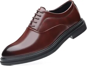 Men's Classic Lace Up Dress Oxford Shoes Fashion Pointed Toe Slip On Formal Leather Shoes Business Wedding Derby Shoes