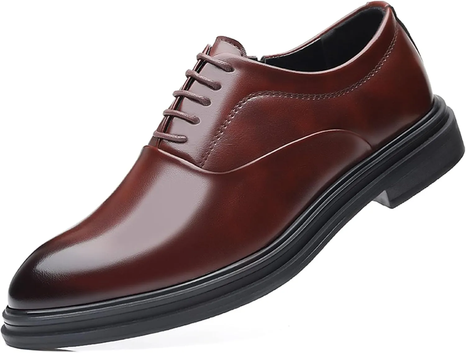 Men's Classic Lace Up Dress Oxford Shoes Fashion Pointed Toe Slip On Formal Leather Shoes Business Wedding Derby Shoes