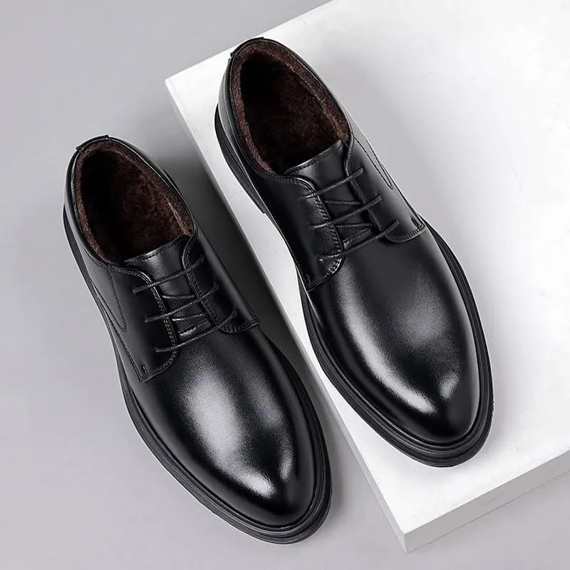 Men's Classic Lace-up Formal Oxfords Casual Business Oxford Derby Leather Shoes Office Working Derby Shoes