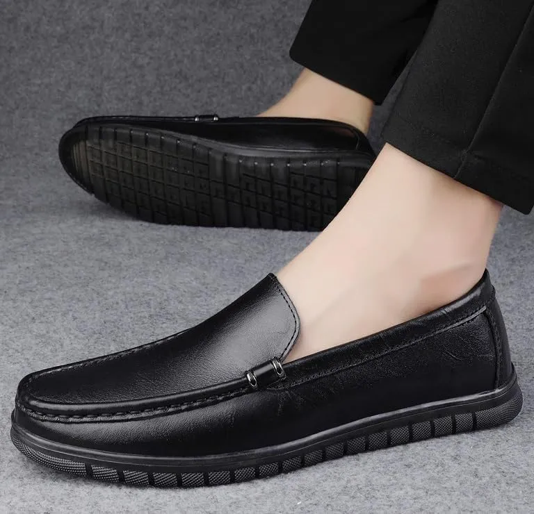 Men's Classic Slip On Dress Shoes Lightweight Formal Leather Shoes Fashion Sneakers Business Casual Derby Shoe for Men(Black,6.5)