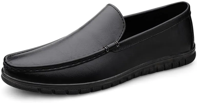 Men's Classic Slip On Dress Shoes Lightweight Formal Leather Shoes Fashion Sneakers Business Casual Derby Shoe for Men(Black,6.5)