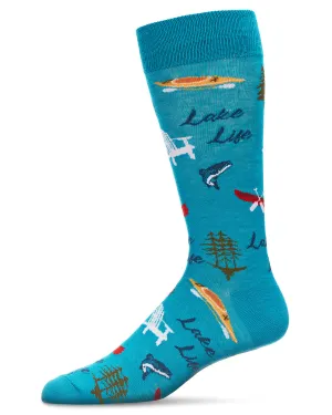 Men's Colorful Lake Life Bamboo Blend Novelty Crew Sock