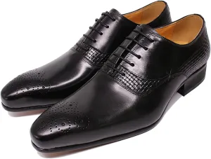 Men's Comfort Lace-up Brogues Shoes Business Casual Wingtip Derbys Formal Oxford Shoes Wedding,Black-46