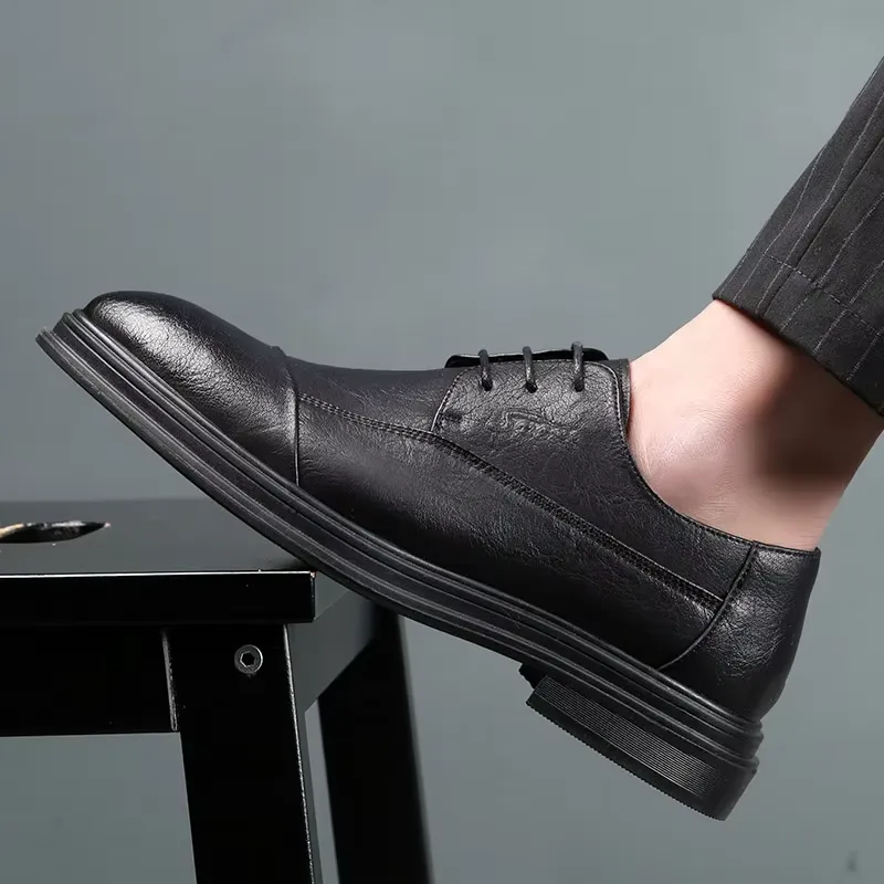 Men's Comfortable Vegan Leather Shoes with Cap Toe | For Everyday Wear