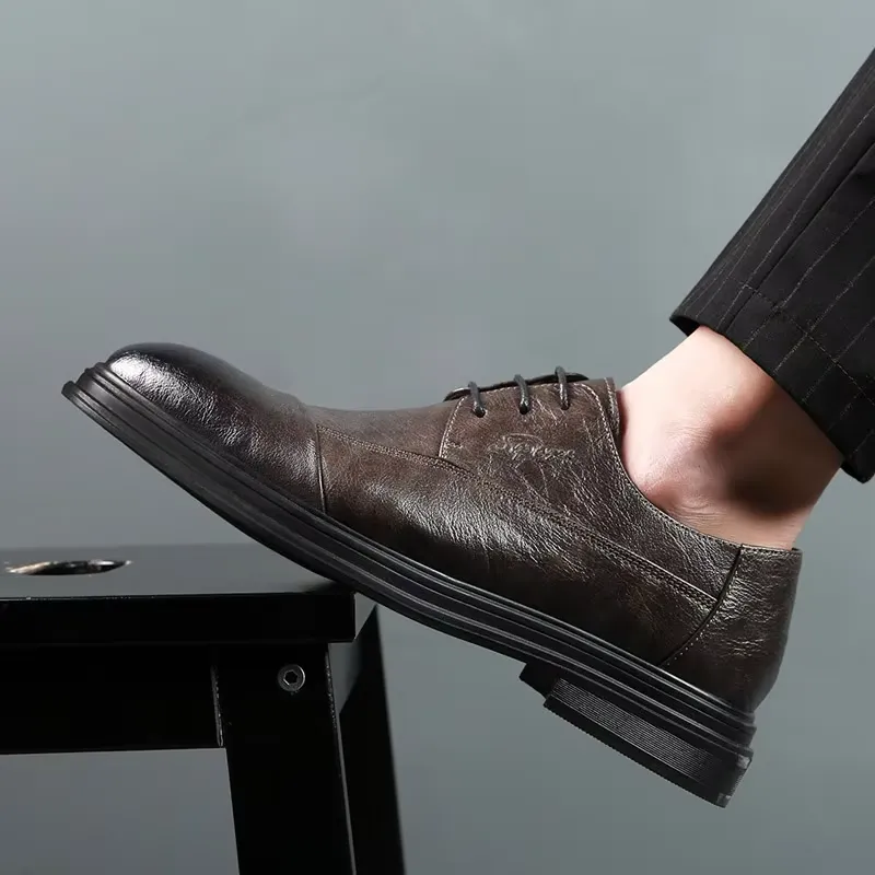 Men's Comfortable Vegan Leather Shoes with Cap Toe | For Everyday Wear