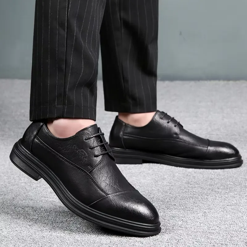 Men's Comfortable Vegan Leather Shoes with Cap Toe | For Everyday Wear