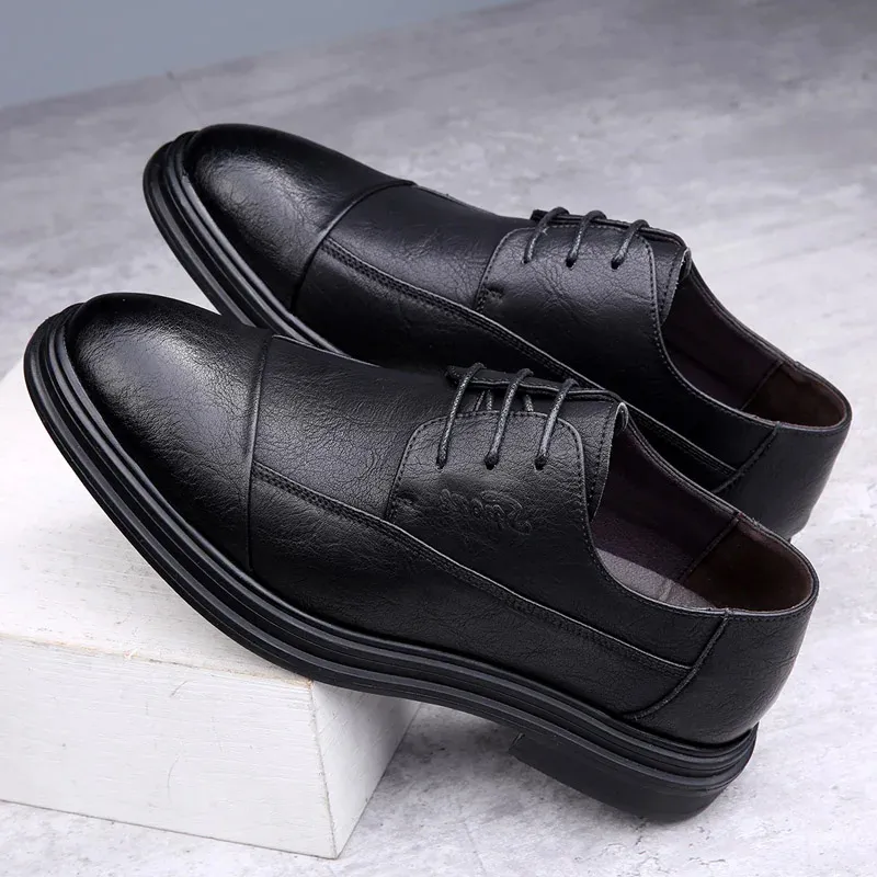 Men's Comfortable Vegan Leather Shoes with Cap Toe | For Everyday Wear
