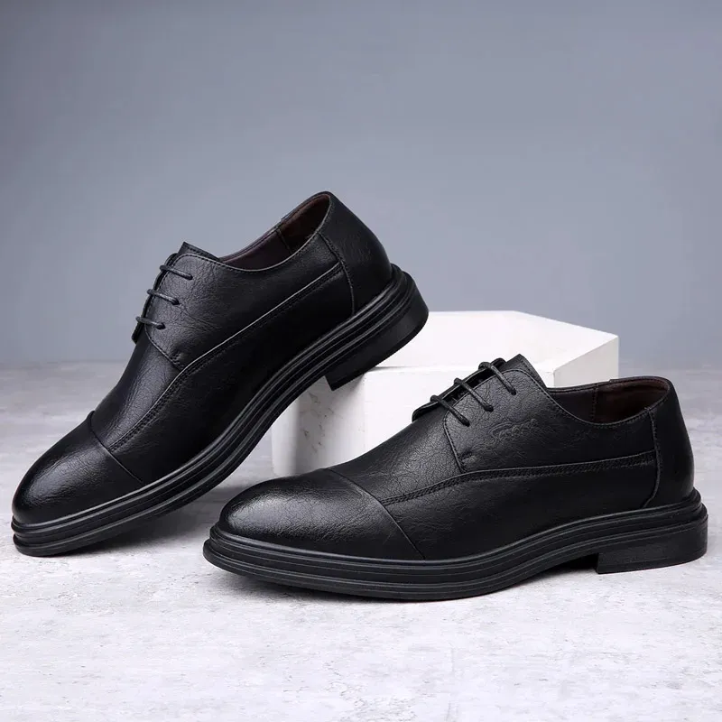 Men's Comfortable Vegan Leather Shoes with Cap Toe | For Everyday Wear
