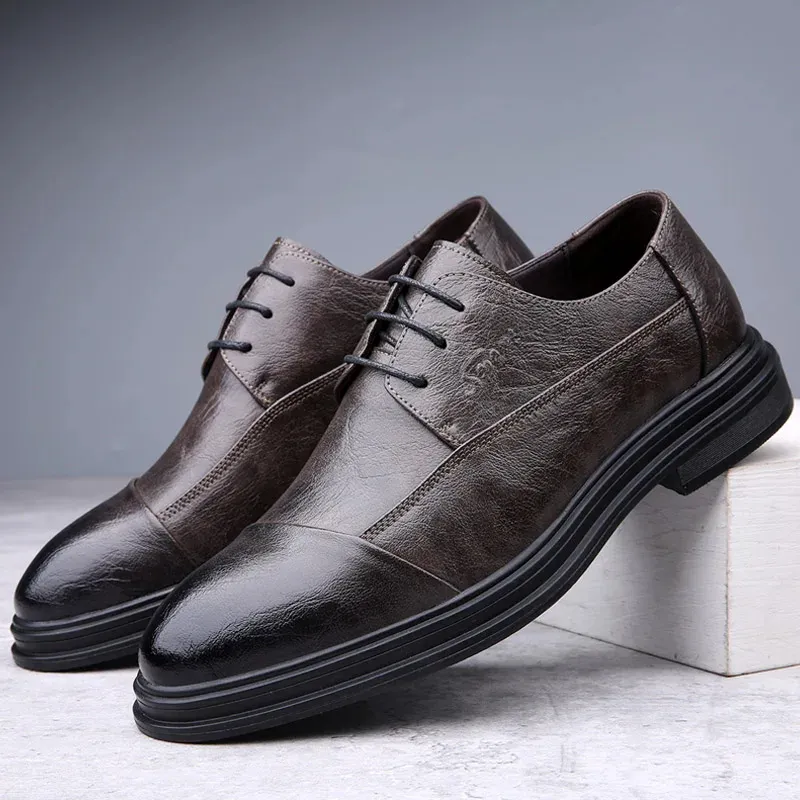 Men's Comfortable Vegan Leather Shoes with Cap Toe | For Everyday Wear